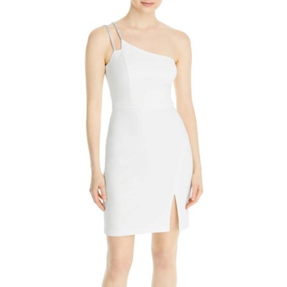 AQUA EMBELLISHED ONE SHOULDER COCKTAIL AND PARTY DRESS - Picture 1 of 2